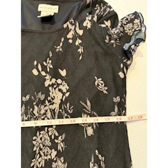 White Stag Black Floral Short Sleeve Textured Midi Dress Size 12 Y2K Women's - Picture 7 of 9